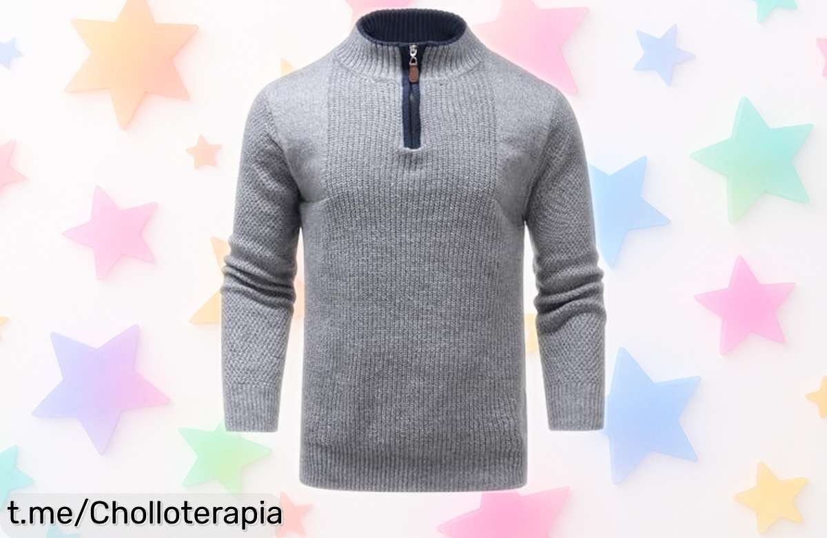 Sorprendente suéter de punto para hombre con cremallera 1/4, calentito y moderno a un precio que te hará sonreír, ¡no dejes pasar esta oportunidad única!