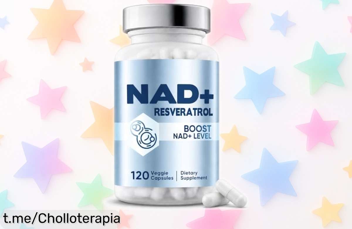 Suplemento de NAD+ con resveratrol para recargar energía, pack de 120 cápsulas veganas a precio tirado: ¡no te quedes sin sentirte al 100 cada día!