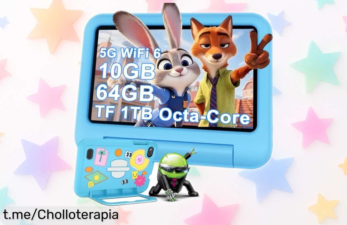 Tablet para niños de 7 pulgadas con Android 14, mega rápida y conexión Wifi 6 ¡ofertón imperdible que hará sonreír a los más pequeños! No esperes más para regalarles diversión.