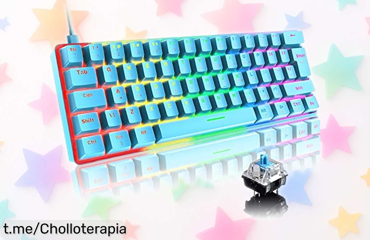 Teclado mecánico compacto Mini 60% con interruptores azules y luces RGB, ¡ahora a un precio loco que no puedes dejar escapar! Da vida a tus partidas hoy mismo.