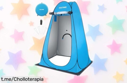 Tienda pop up portátil OUUTMEE para ducha o inodoro, súper resistente a viento y lluvia: ¡un precio de escándalo que no puedes dejar escapar!
