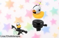 Timbre para bici o patinete GWEOR con pato de goma y casco, suena fuerte y ahora a un precio rebajado que no te creerás; ¡hazte sentir en la calle y no lo dejes escapar!