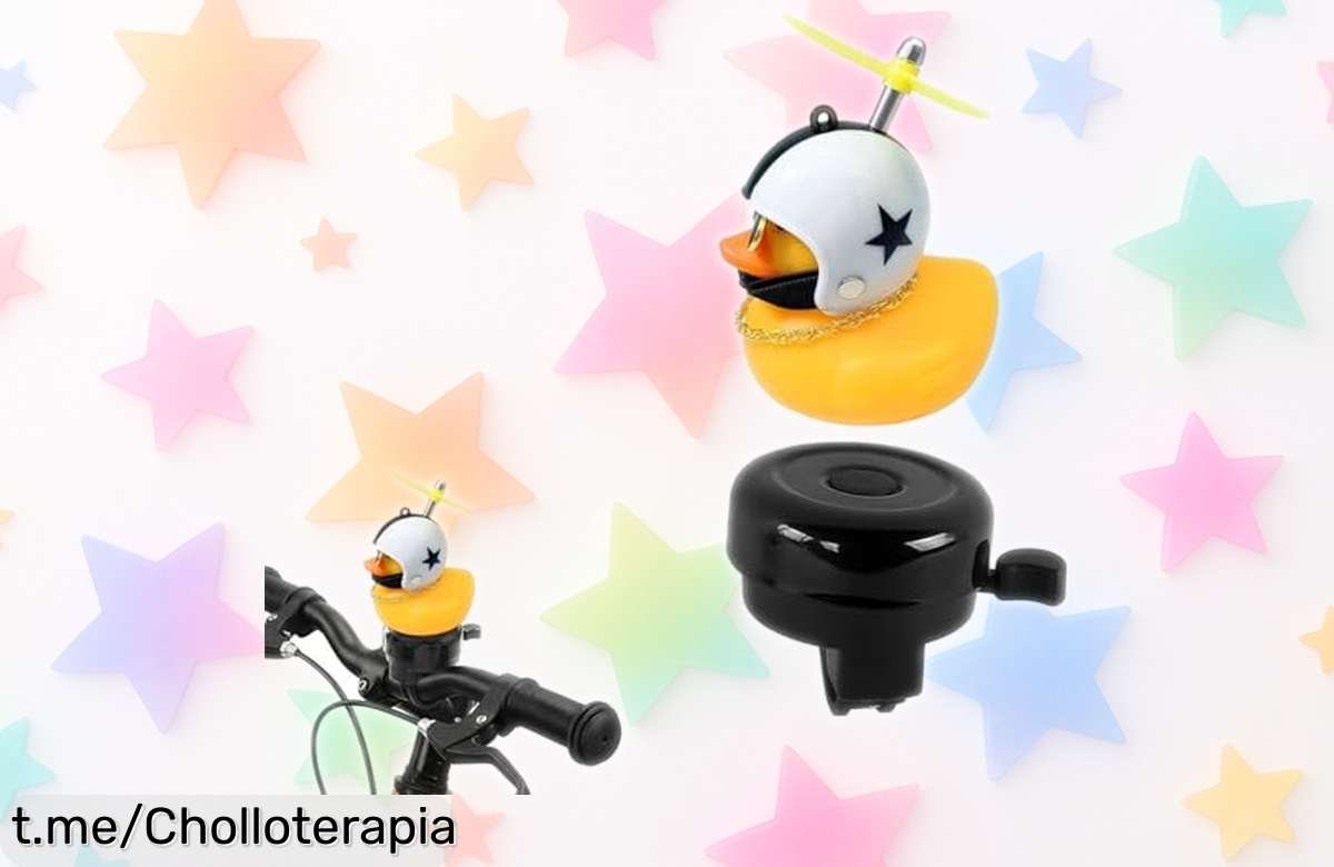 Timbre para bici o patinete GWEOR con pato de goma y casco, suena fuerte y ahora a un precio rebajado que no te creerás; ¡hazte sentir en la calle y no lo dejes escapar!