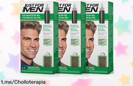 Tinte Just For Men para cubrir canas en pack de 3, ¡actúa en solo 5 minutos y fortalece tu pelo! Aprovecha este precio regalado antes que se acabe.