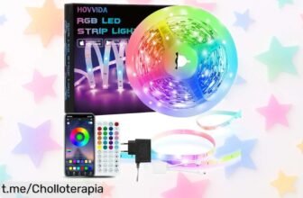 Tira LED HOVVIDA de 5 metros que cambia con la música y se controla desde el móvil, ¡aprovecha esta rebaja imperdible para iluminar tu hogar como nunca!