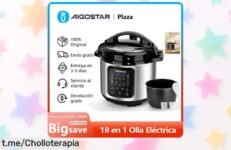 Transforma tus comidas con la olla a presión eléctrica multifunción de 6L: ¡18 modos, 3 niveles y accesorios incluidos! Pocas oportunidades como esta para cocinar fácil y rápido.