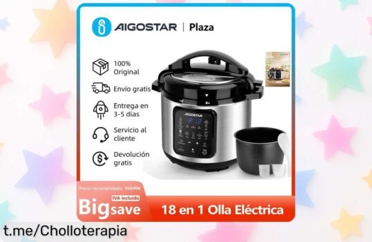 Transforma tus comidas con la olla a presión eléctrica multifunción de 6L: ¡18 modos, 3 niveles y accesorios incluidos! Pocas oportunidades como esta para cocinar fácil y rápido.