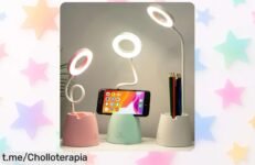 Tu nueva lámpara LED de escritorio recargable con cuello flexible y 3 modos de luz está a un precio imbatible, ¡ilumina tu estudio y organiza tu espacio en segundos!