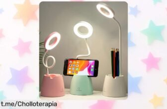 Tu nueva lámpara LED de escritorio recargable con cuello flexible y 3 modos de luz está a un precio imbatible, ¡ilumina tu estudio y organiza tu espacio en segundos!