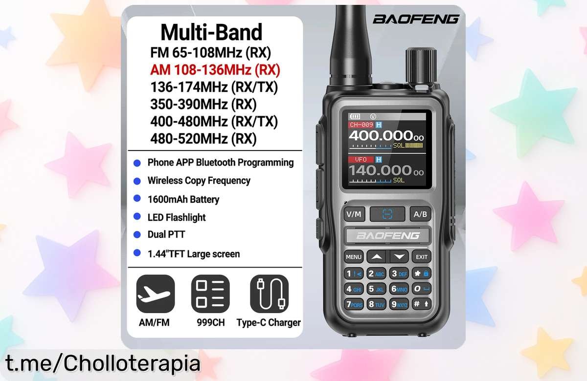 Walkie talkie BAOFENG UV5R con Bluetooth y súper alcance a precio de ganga, ¡habla sin líos y aprovecha este chollo antes que se agote!