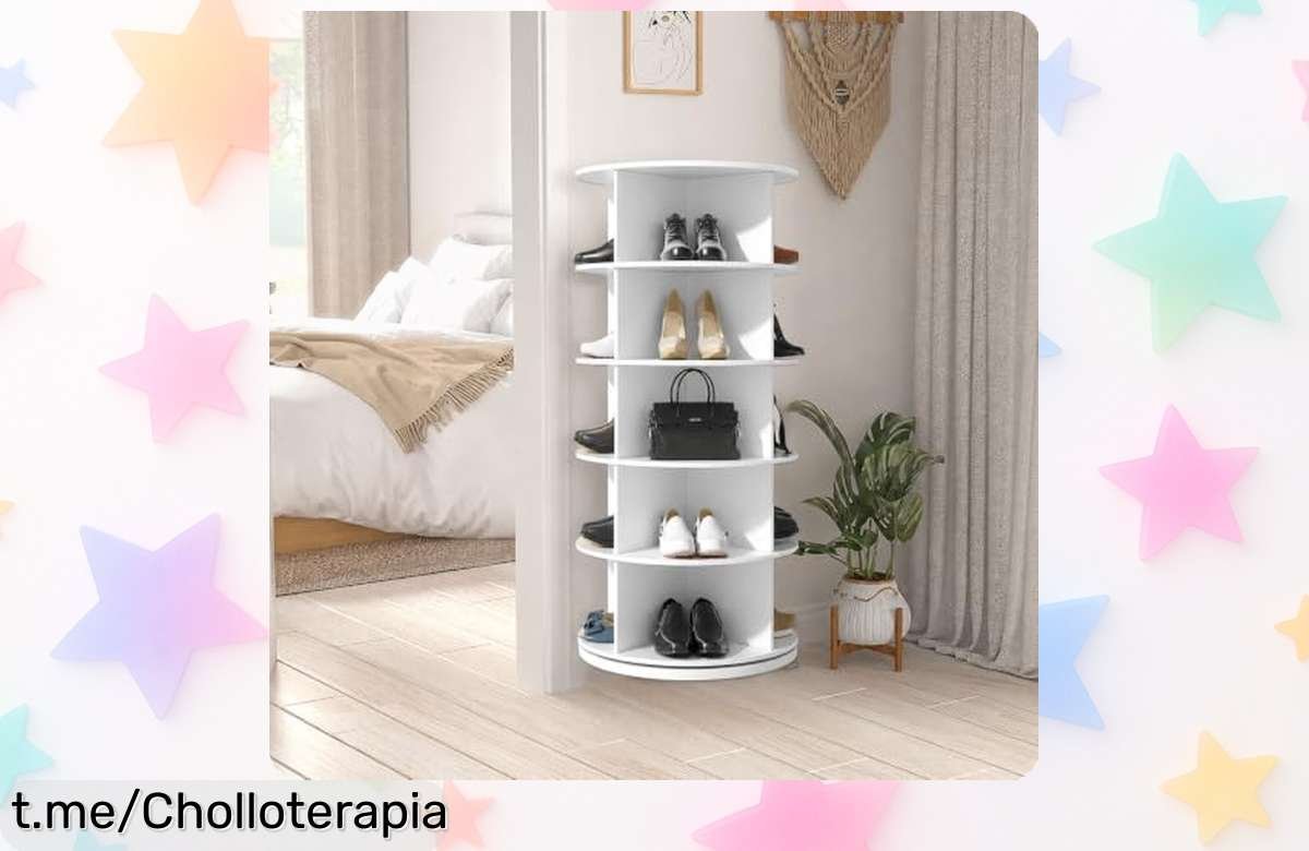 Zapatero giratorio TWSOUL: organiza tus 20 pares con estilo y aprovecha esta ganga para tener tu espacio ordenado. ¡No te quedes sin el tuyo!