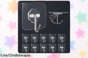 Increíble pack de 10 ganchos adhesivos transparentes que giran 180º, antes a precio regalado, ¡aprovecha este super chollo y dale orden a tu espacio ahora mismo!