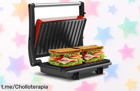 Sandwichera y parrilla eléctrica 180º, ¡sólo hoy a precio de risa! Disfruta de paninis como nunca antes. No te quedes sin la tuya, siente el sabor en cada bocado.
