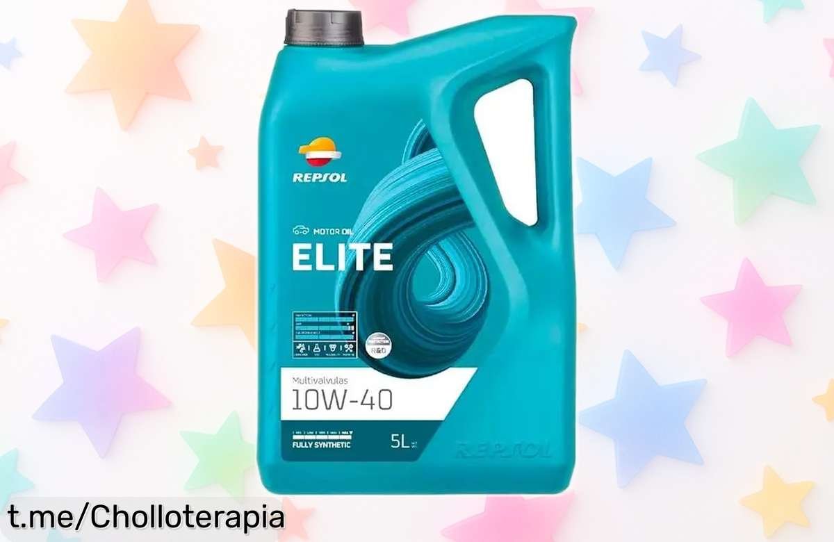Aceite lubricante Repsol Elite 10W40 en garrafa de 5 litros, cuida tu motor con un precio loco que no te puedes perder. ¡Hazlo por tu coche y ahorra hoy mismo!