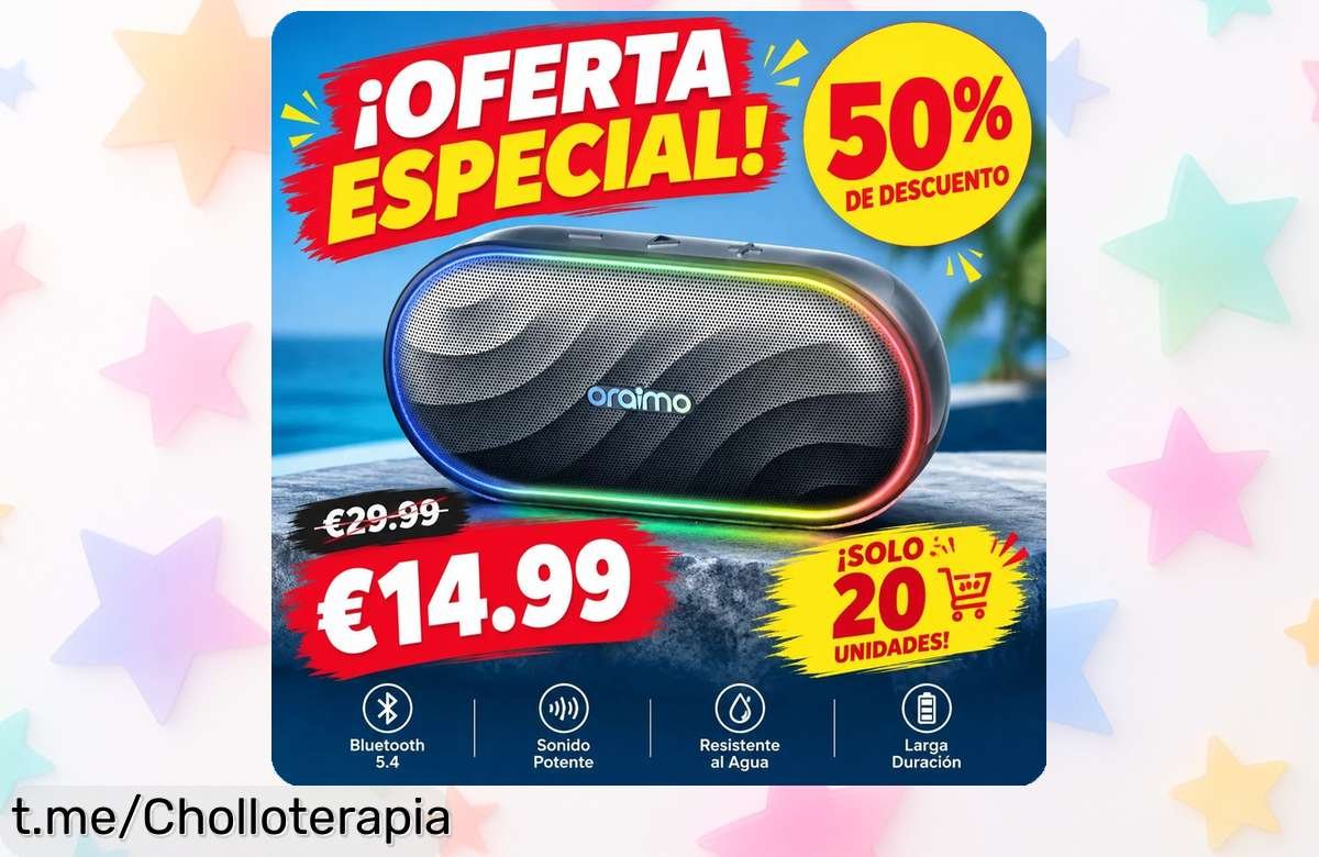 Altavoz Bluetooth portátil con luces RGB que anima tus planes y suena potente, super chollo a precio loco para 30 horas de música sin parar. ¡No te quedes sin el tuyo!