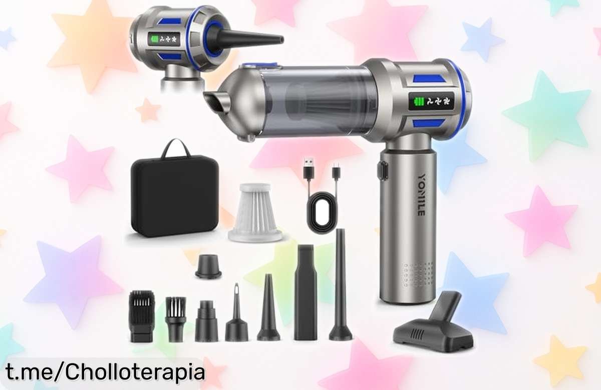 Aspirador de mano Yomile 4 en 1 con succión brutal y nueve accesorios, ¡aprovecha este ofertón alucinado antes que se acabe!