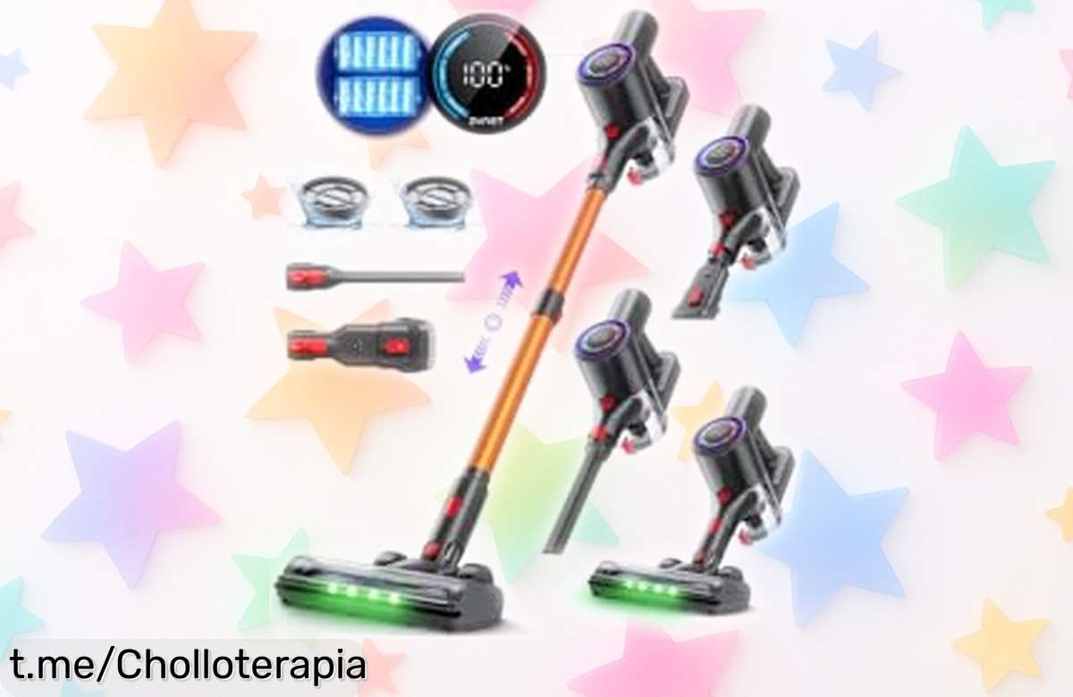Aspiradora inalámbrica DP2 con 2 baterías: ¡súper potente y con luz LED, ahora a un precio loco para que dejes tu hogar resplandeciente sin complicaciones!