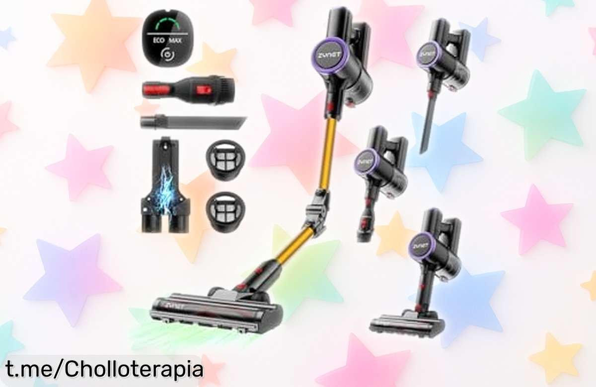 Aspiradora sin cable Zynet con pantalla LED a precio de locos: limpia donde quieras, 45 minutos de autonomía y adiós al lío del cable. ¡No te la pierdas!