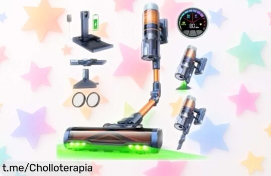 Aspiradora sin cables FAMIVAC FV5 con base de carga y tubo plegable, ¡ofertón que no puedes dejar escapar! Hasta 80 minutos de potencia a un precio loco solo por tiempo limitado.