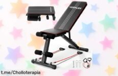 Banco de musculación plegable JUPPLIES, resistente y reclinable al mejor precio loco del momento. Esta es tu oportunidad para ponerte en forma sin salir de casa. ¡No lo dejes escapar!
