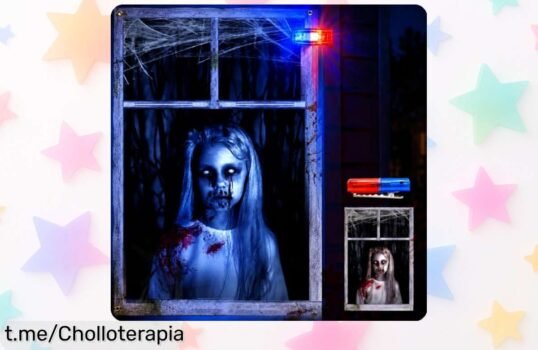 Banner de Halloween con luz recargable y 8 efectos diferentes, un ofertón que transformará tus ventanas en el lugar más terrorífico este año. ¡No te quedes sin él!