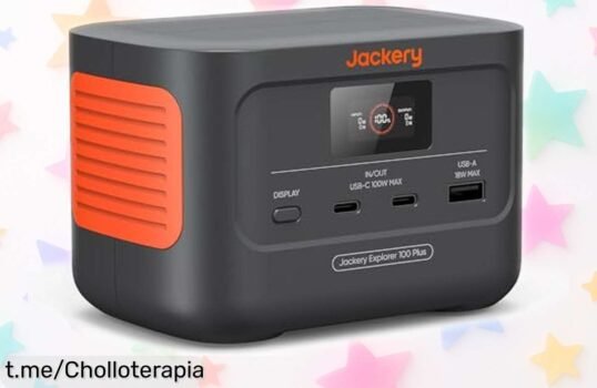 Batería portátil Jackery Explorer 100 Plus a un precio brutal, carga 3 dispositivos en menos de 2 horas y te acompaña en cada aventura. ¡Hazte con este chollazo antes que se agote!