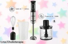Batidora de mano GAVATECH 1200W con picadora mini: ¡pack completísimo a precio de escándalo para preparar deliciosas recetas en un abrir y cerrar de ojos!