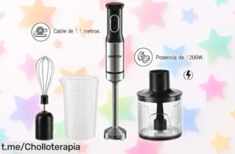 Batidora de mano GAVATECH 1200W con picadora mini: ¡pack completísimo a precio de escándalo para preparar deliciosas recetas en un abrir y cerrar de ojos!