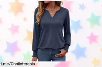 Blusa elegante Gyabnw para mujer con manga larga y cuello en V, ¡rebajada a un precio de escándalo que no puedes dejar pasar! Renueva tu armario y deslumbra en cualquier ocasión.