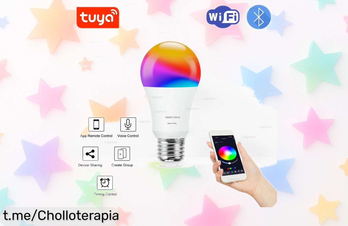 Bombilla LED Bluetooth y WiFi que cambia de color con un solo toque, ¡un chollo irresistible para ambientar tu hogar fácil y rápido! Aprovecha este ofertón antes de que desaparezca.