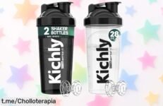 Botella mezcladora KICHLY para proteínas que hará tus batidos impecables, ¡y todo a un precio regalado! No te lo pierdas, haz tu compra ya y disfruta cada sorbo.