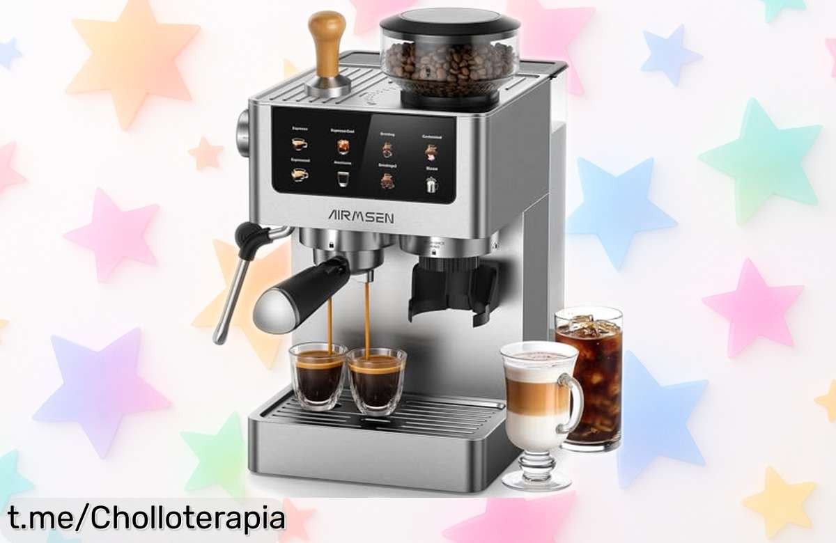 Cafetera espresso AIRMSEN con molinillo y pantalla táctil: crea café de cafetería en casa, ¡no te pierdas este chollo imperdible para disfrutar cada día!
