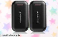 Calentadores de manos recargables en pack de 2, ¡calor rápido y un precio loco para que no pases frío ni un segundo! Llévalos a la caza o camping y disfruta al máximo.
