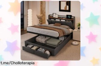 Cama canapé con almacenamiento hidráulico y luz LED: súper práctica, moderna y ahora a un precio loco para organizar tu espacio. ¡No dejes pasar esta oportunidad única!