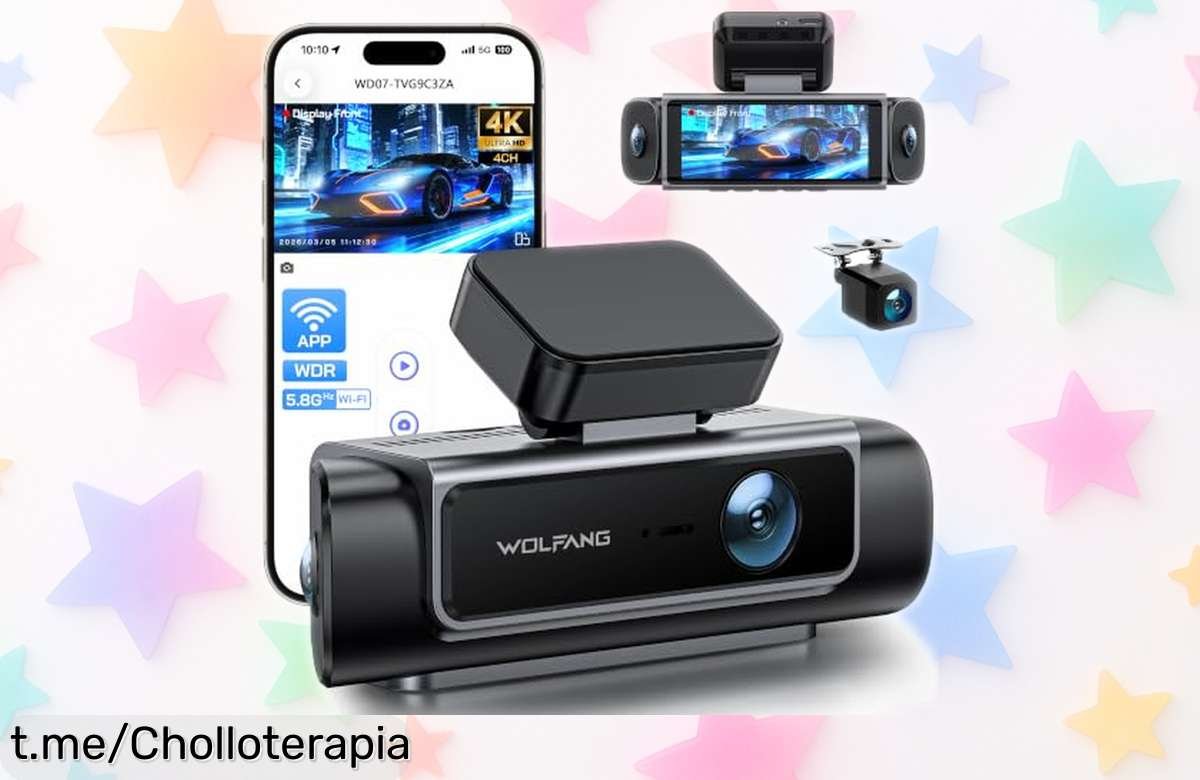 Cámara de coche WOLFANG 4K con 4 lentes: calidad impresionante día y noche, ¡a un precio rebajado que no puedes dejar escapar! Captura cada momento mientras conduces.