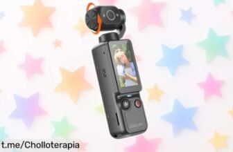 Cámara de vlogging W & O súper compacta con lente giratoria 180° a un precio regalado, ¡captura cada aventura y no te quedes sin el tuyo!