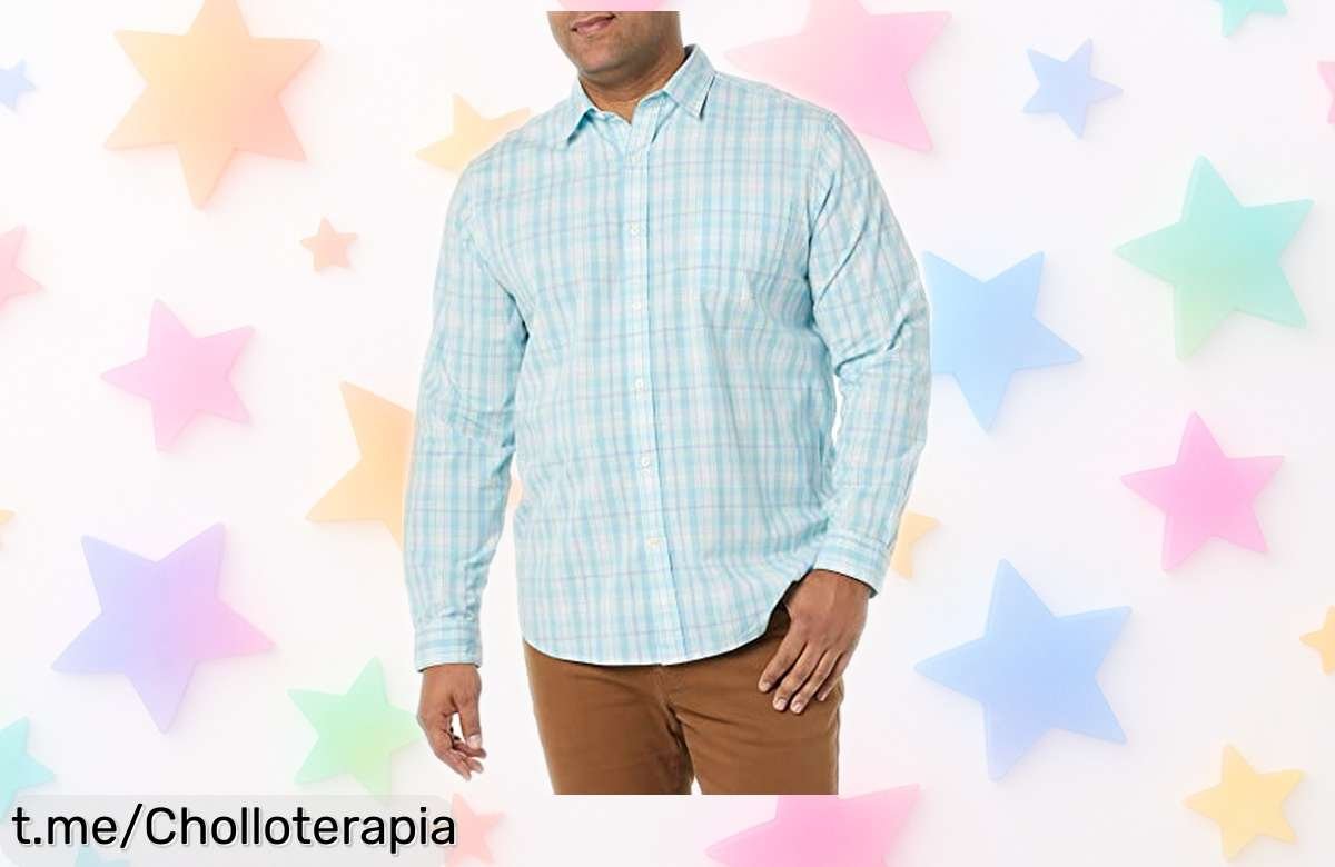 Camisa de hombre Amazon Essentials en popelina elástica: clásico renovado a precio loco, ¡no pierdas la oportunidad de lucir increíble en cualquier ocasión!