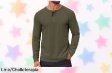 Camiseta Henley de manga larga COOFANDY a precio tirado que combina estilo vintage y comodidad, ¡consíguela ya para brillar en tu día a día!