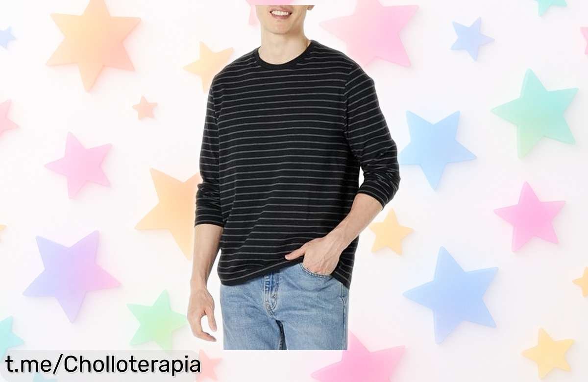 Camiseta de manga larga Amazon Essentials que te queda genial y a precio tirado, ¡no dejes escapar esta oportunidad única para lucir increíble!