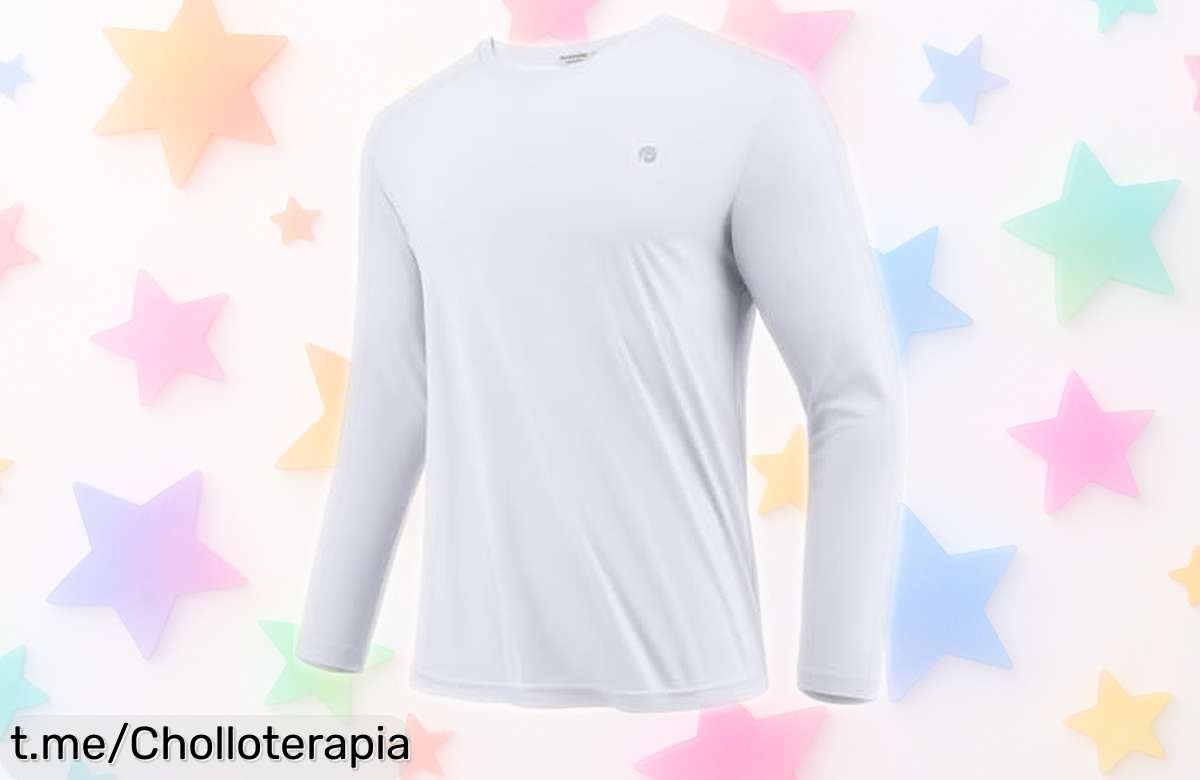 Camiseta deportiva PINSPARK de manga larga con protección solar UPF 50+, ahora a un precio loco que no querrás dejar pasar para lucir mientras entrenas o pedaleas.