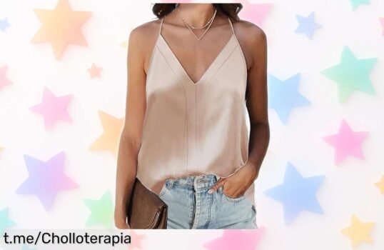 Camiseta sin mangas Koerye con doble cuello en V y finos ajustables de satén, ¡rebajado a precio regalado para lucir espectacular en cualquier look!