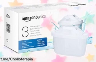 Cartuchos filtrantes de agua Amazon Basics, pack de 3 por un precio rebajado que garantiza agua limpia y sin cloro; no te pierdas este chollazo para disfrutar tu bebida favorita.