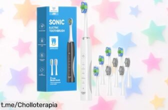Cepillo de dientes eléctrico sónico JTF con 8 cabezales, ¡tremendo chollo por su limpieza a fondo y carga rápida USBC! Aprovecha esta oportunidad única antes de que se acabe.