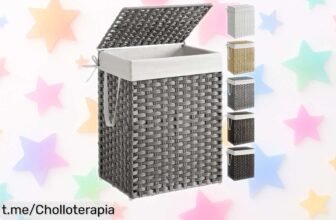 Cesto grande de ropa sucia SONGMICS, oferta increíble con tapa que se abre solo y aguanta hasta 25 kg. ¡Hazte con él y mantén tu espacio ordenado hoy mismo!
