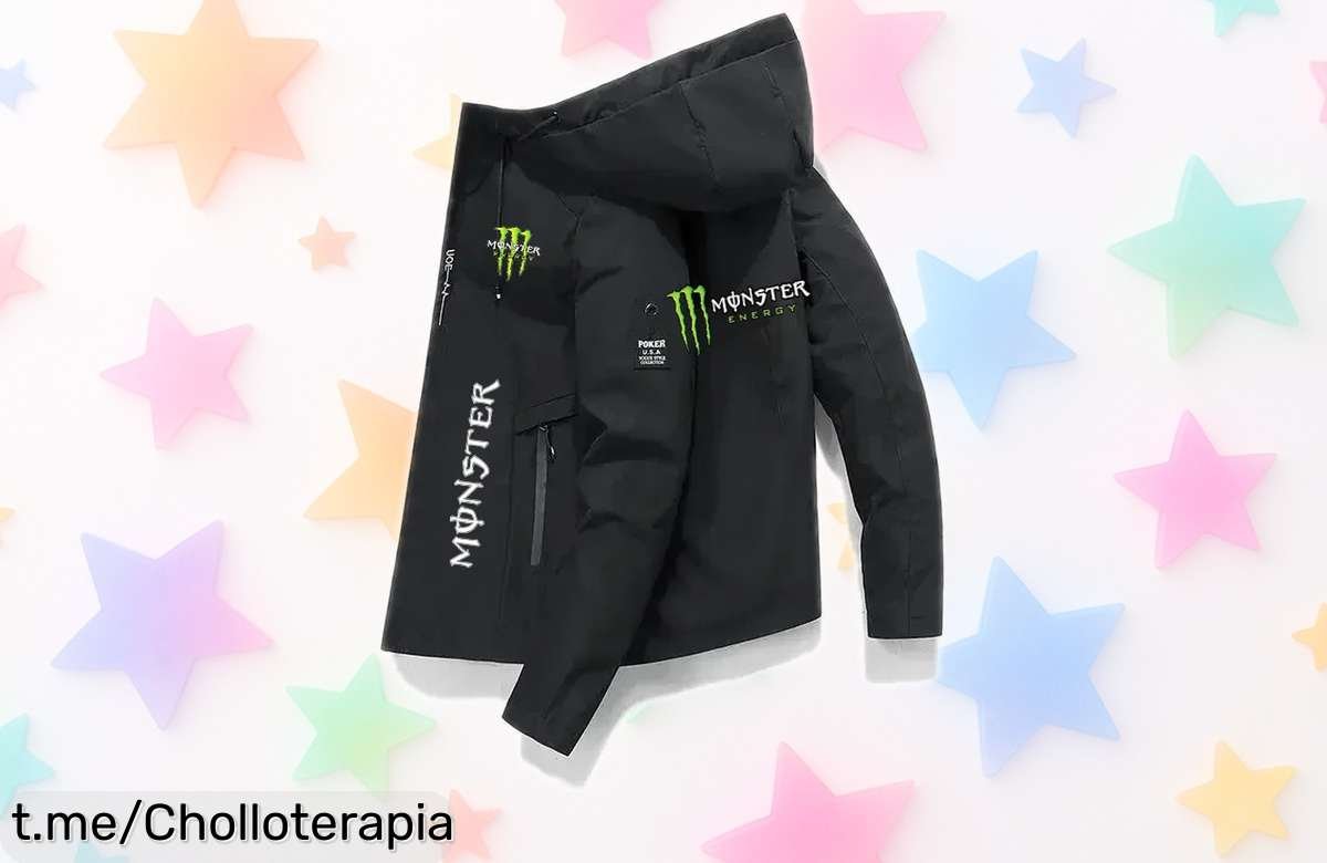 Chaqueta con capucha Monster Energy para hombre, resistente al viento y a un precio de escándalo que dejará tus planes al aire libre impecables. ¡No te quedes sin la tuya!