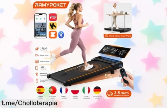 Cinta de correr RAMYPOKET con app y inclinación, super chollo reinventa tu rutina en casa a un precio nunca visto, ¡no te lo puedes perder!