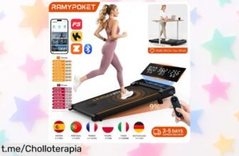 Cinta de correr RAMYPOKET con inclinación ajustable y control por app, ¡no te pierdas esta oferta brutal que cambiará tus entrenos en casa!