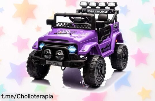 Coche eléctrico para niños con mando a distancia, doble tracción y música: ¡rebajado en un precio de ganga brutal que hará sonreír a los peques!