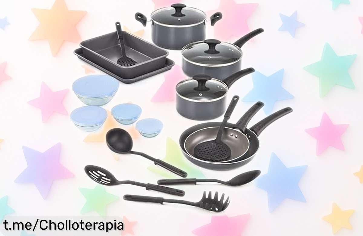 Completo set de batería de cocina de 21 piezas con sartenes y ollas que se limpia en un abrir y cerrar de ojos, ahora a precio escandaloso para revolucionar tus comidas. ¡No te quedes sin el tuyo!