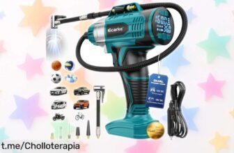 Compresor de aire portátil Makita que infla en menos de 3 minutos y se conecta fácil al mechero, ¡ofertón para mantener tus neumáticos siempre listos! No lo dejes escapar.